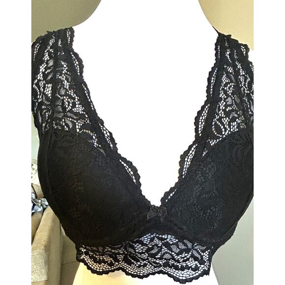90s Marilyn Monroe Bra 36B Black Lace Corset Longline Sexy Romantic Lingerie - Picture 1 of 10